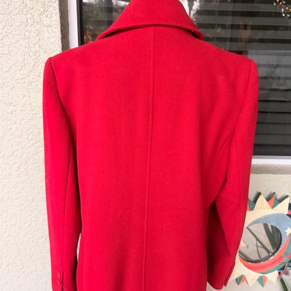 Marvin Richards Vibrant Scarlet Red Long Wool Coat Jacket - Picture 6 of 11